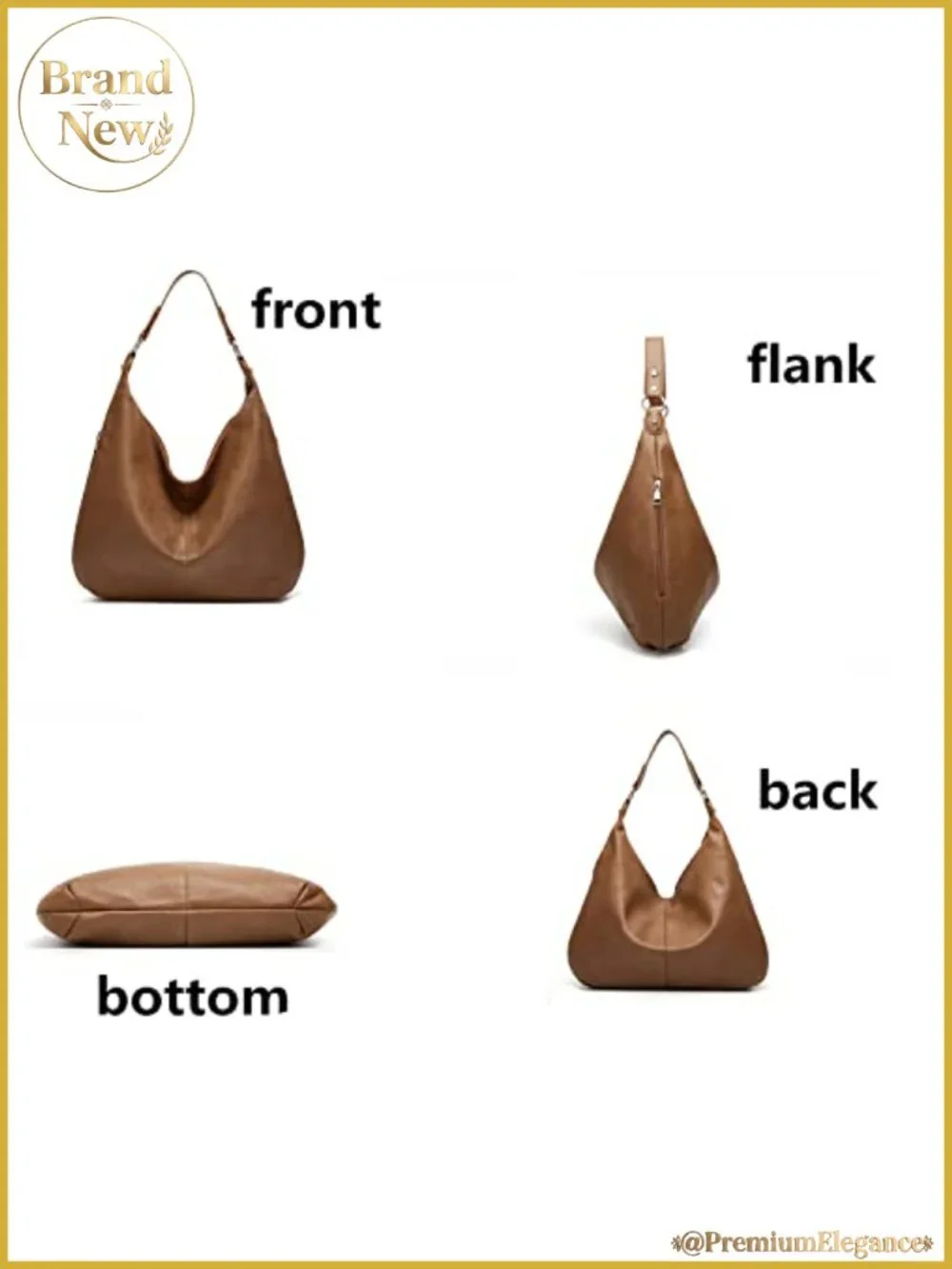 Women Soft Faux Leather Slouchy Hobo Shoulder Purse Zipper